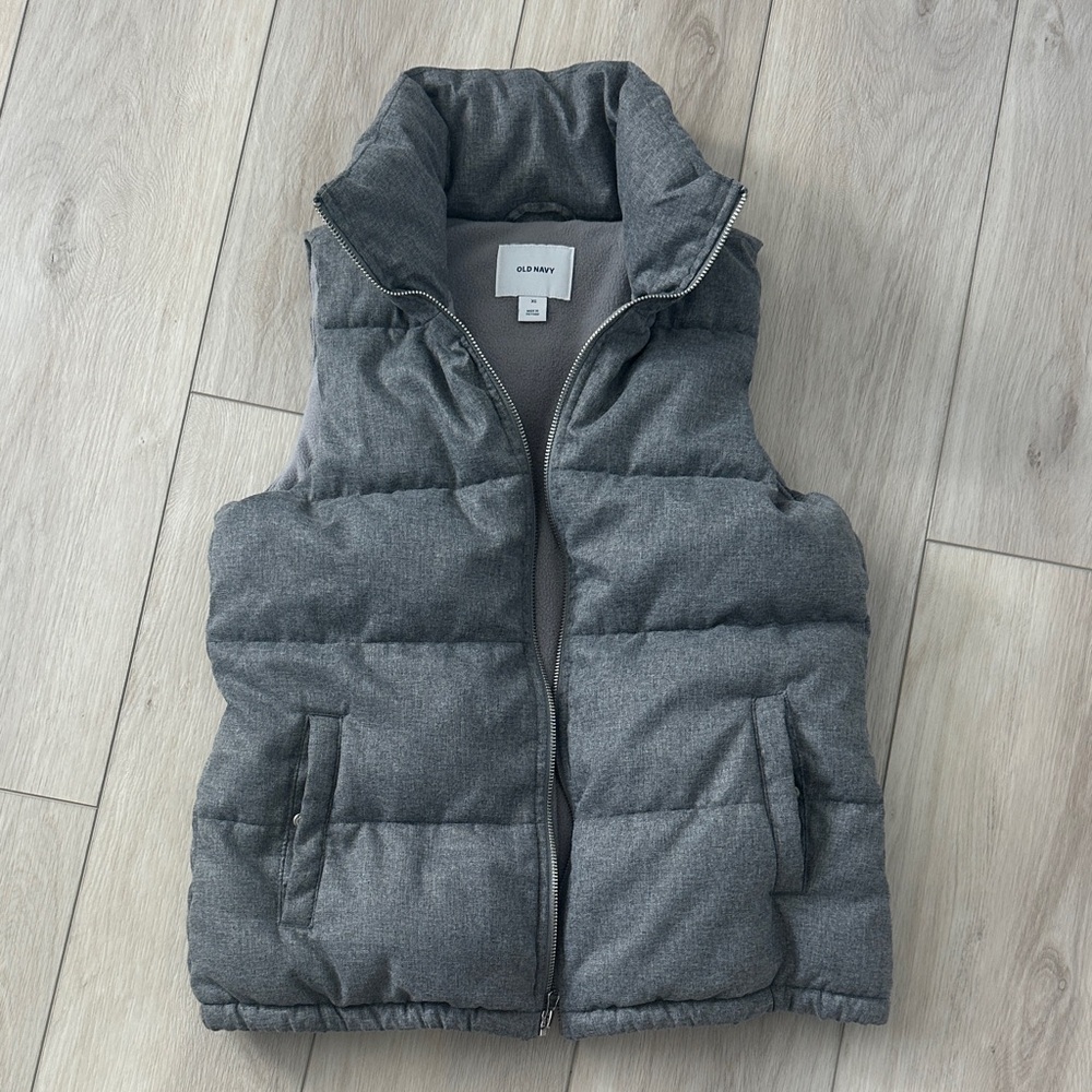 Old Navy Heather Gray Puffer Vest Women’s X-Small EUC